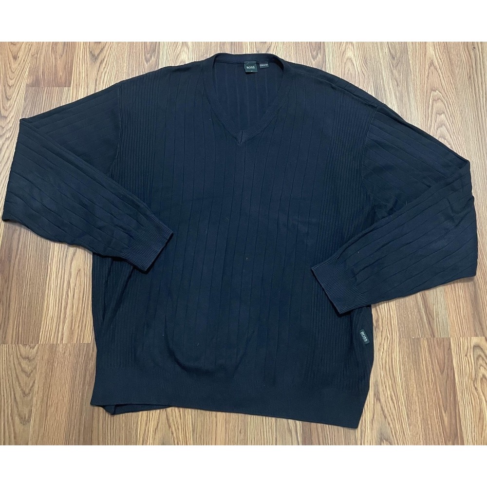 Hugo Boss Sweater Mens Extra Large V Neck Knit Pullover Golf Italy